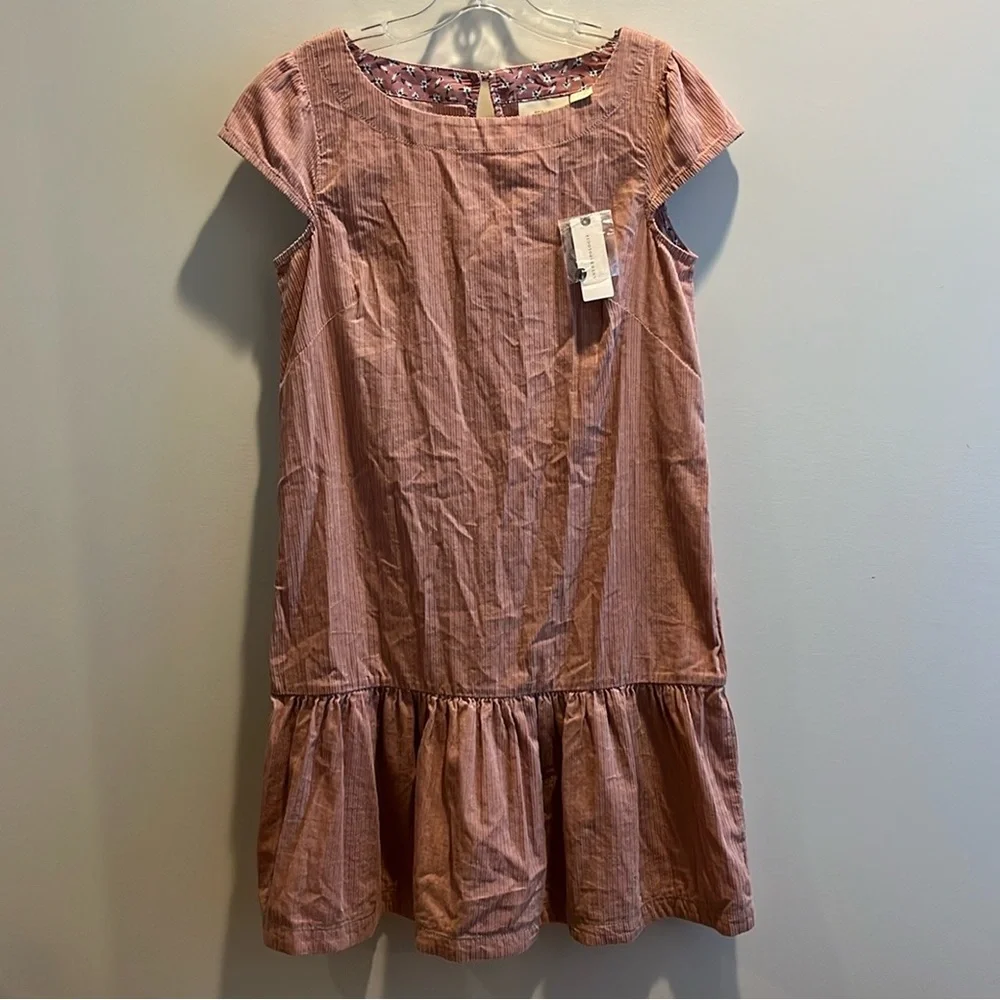 NWT Anthropologie Maeve Pink Tessa Flounced Corduroy Tunic Dress, 0 - Picture 4 of 16